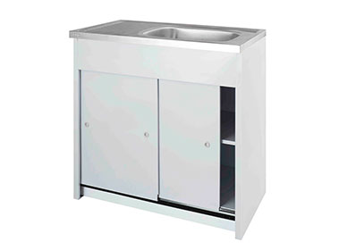 900 Sliding Door sink unit with stainless steel sink top 